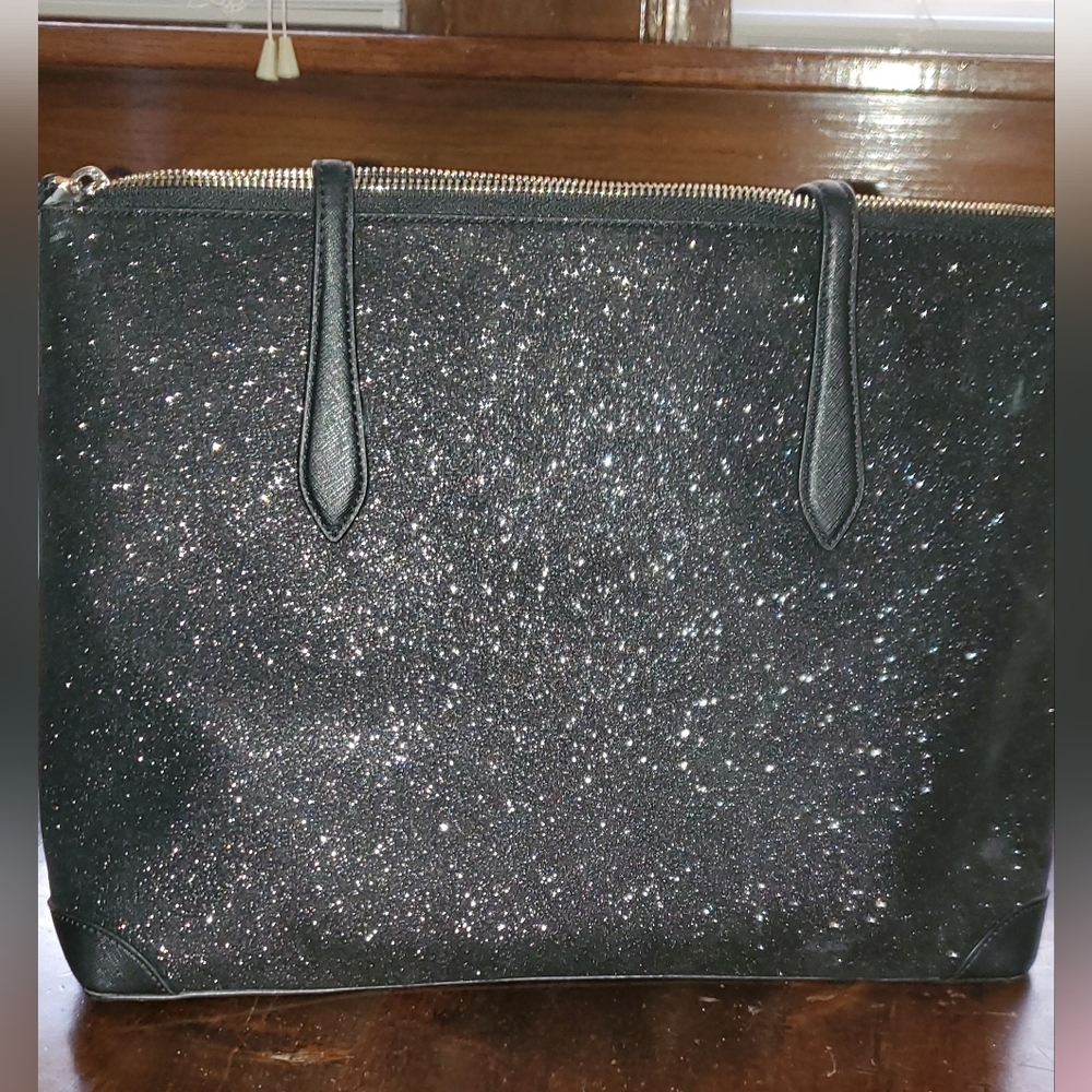 Kate Spade Black Glitter Tote Bag.  Super Cute! - Picture 3 of 16